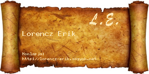Lorencz Erik névjegykártya